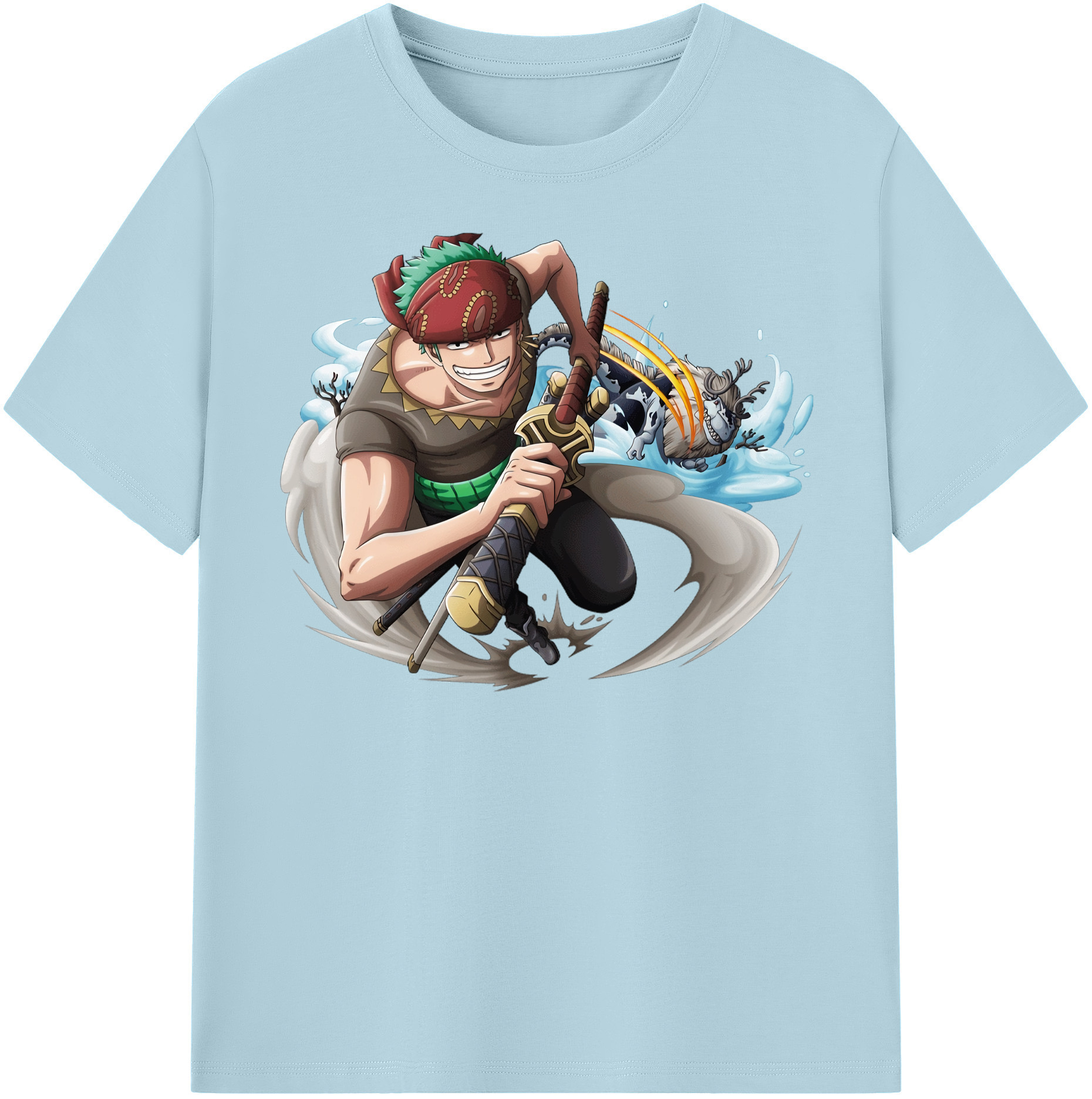 ワンピース ロロノア・ゾロ ONE PIECE Roronoa Zoro 綿100％半袖Tシャツ（フロントプリント）